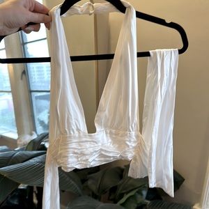 White satin zara halter top